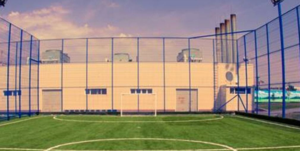 Terrace cricket practice net installation on rooftop